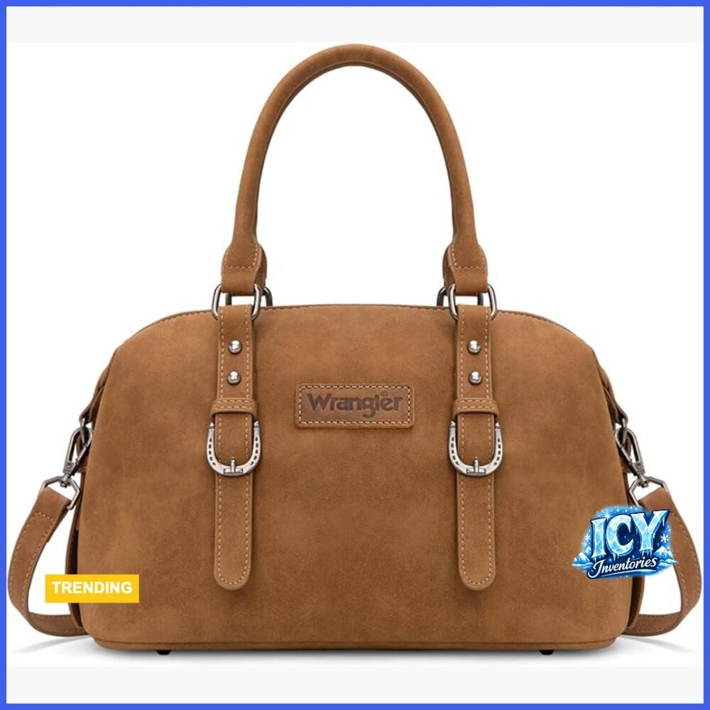 Suede Doctor Bag with Top Handle and Shoulder Strap